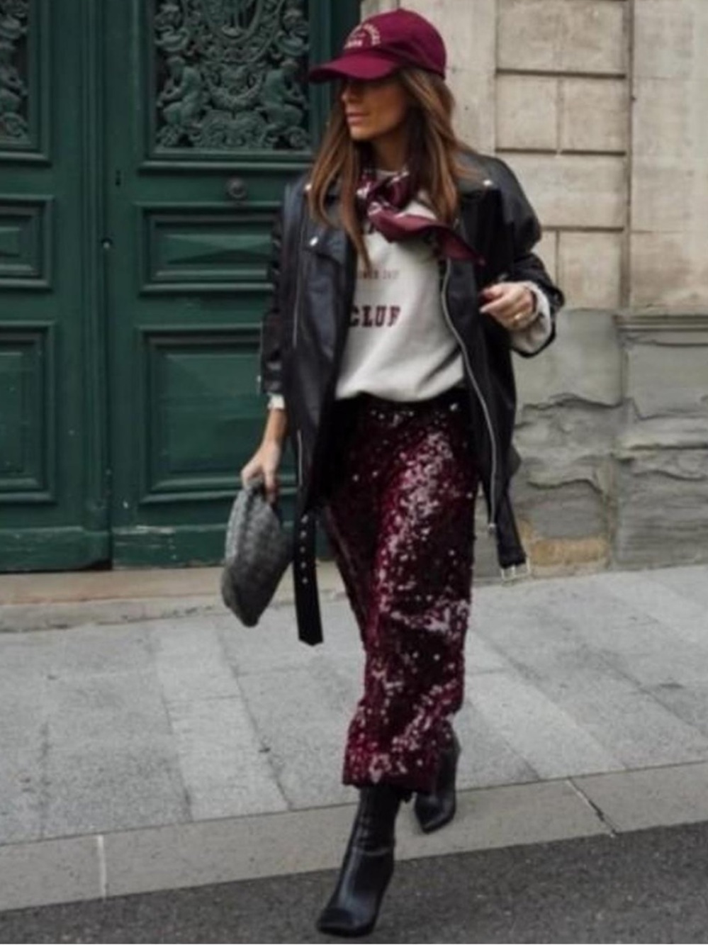 Zara Burgundy Sequin Track Joggers